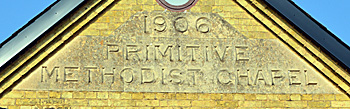 Plaque on the former Primitive Methodist chapel April 2015